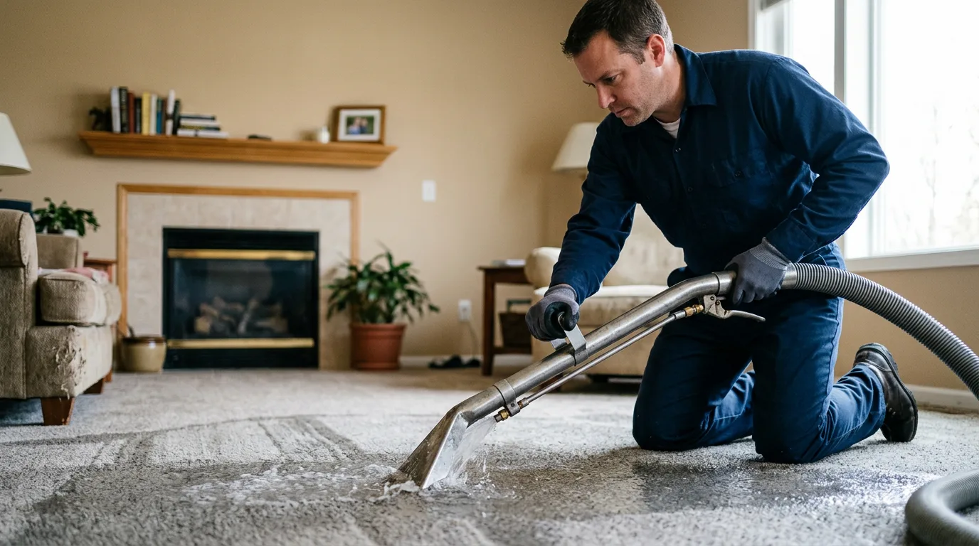 Water damage restoration technician working near Waveland, MS